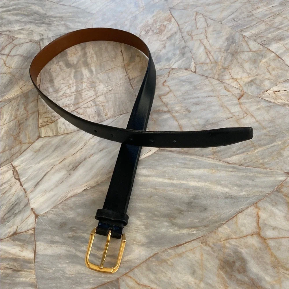 Christian Dior‎ Mens Black Leather Gold Buckle Dress Belt 3z 32 80 Made in Spain